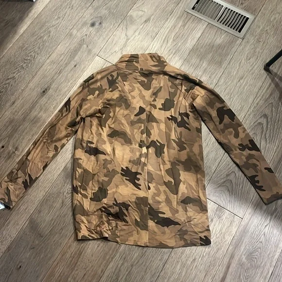 NWT LIZ LANGE open front waterfall brown camo cardigan l, size medium - Picture 5 of 5
